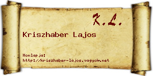 Kriszhaber Lajos névjegykártya